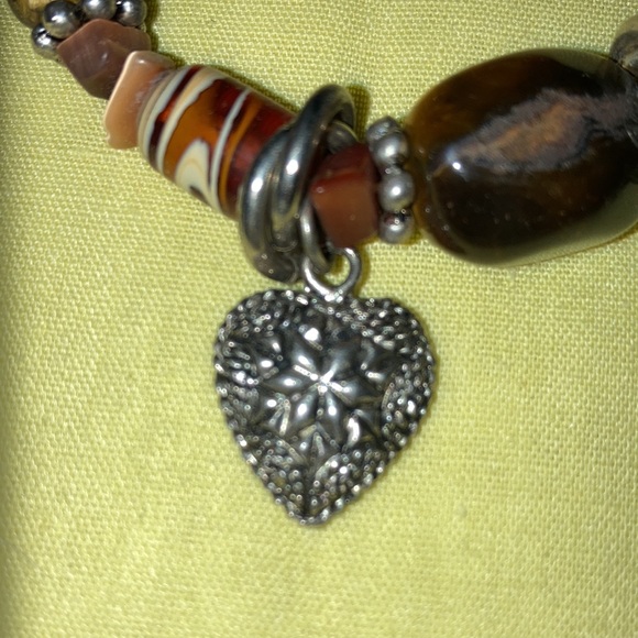 CHRISTIAN BRACELET, ST stretch W/ shades of brown,3 crosses, 2 hearts $15 - Picture 5 of 6